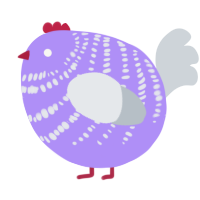 A lilac and mist chicken with a bar pattern