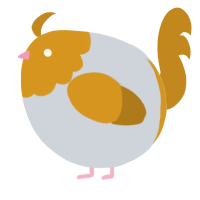 A mist and ochre chicken with a head pattern