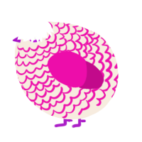 A cream and fuchsia chicken with a lace pattern