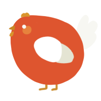 A vermilion and white chicken