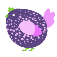 A overcast and lavender chicken with a speckle pattern