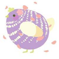 A lilac and cream chicken with a bar pattern