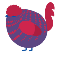 A overcast and crimson chicken with a bar pattern