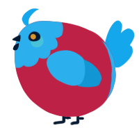 A crimson and sky chicken with a head pattern