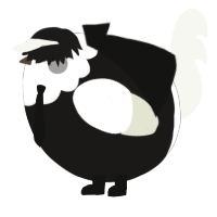 A sable and white chicken with a head pattern