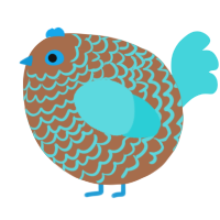 A brown and aqua chicken with a lace pattern