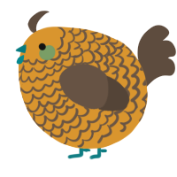 A orange and bark chicken with a lace pattern