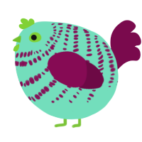 A mint and wine chicken with a bar pattern