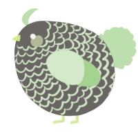 A grey and gluppy chicken with a lace pattern