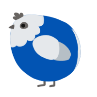 A ultramarine and mist chicken with a head pattern