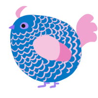 A sapphire and pink chicken with a lace pattern