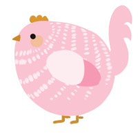 A rose chicken with a bar pattern