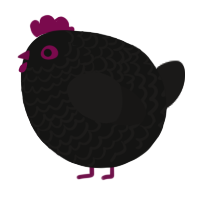 A black and sable chicken with a lace pattern