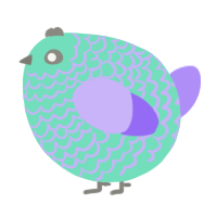 A mint and lilac chicken with a lace pattern