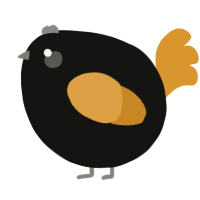 A black and orange chicken