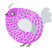 A orchid and mist chicken with a lace pattern