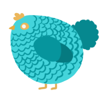 A aqua and teal chicken with a lace pattern