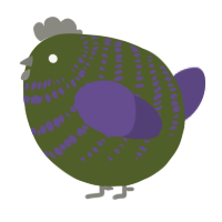 A olive and overcast chicken with a bar pattern
