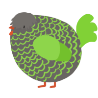 A grey and grass chicken with a lace pattern