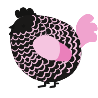 A sable and pink chicken with a lace pattern