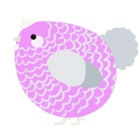 A lavender and mist chicken with a lace pattern
