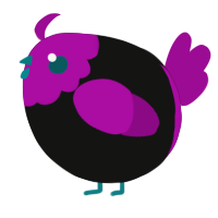 A black and plum chicken with a head pattern