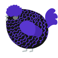 A black and indigo chicken with a lace pattern