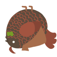 A bark and russet chicken with a lace pattern