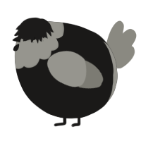A sable and ash chicken with a head pattern
