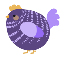 A overcast and lilac chicken with a bar pattern
