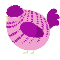 A pink and plum chicken with a bar pattern