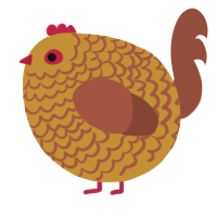 A gold and russet chicken with a lace pattern