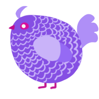 A blurple and lilac chicken with a lace pattern