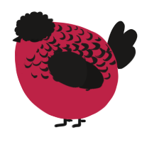 A crimson and sable chicken with a half-lace pattern