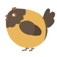 A honey and bark chicken with a head pattern