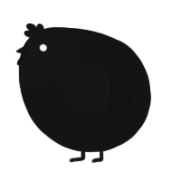 A black chicken with a head pattern