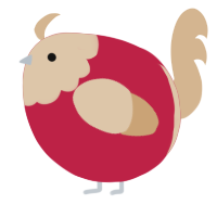 A crimson and beige chicken with a head pattern