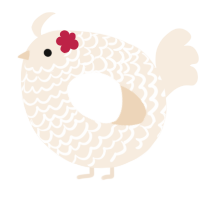 A cream chicken with a lace pattern