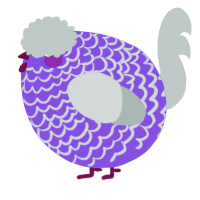 A blurple and silver chicken with a lace pattern