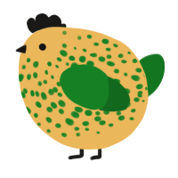 A honey and leaf chicken with a speckle pattern