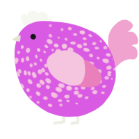 A orchid and pink chicken with a speckle pattern
