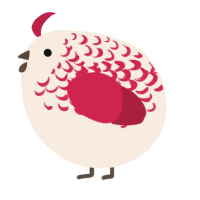 A cream and crimson chicken with a half-lace pattern