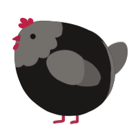 A sable and grey chicken with a head pattern