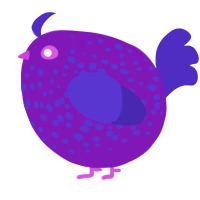 A violet and indigo chicken with a speckle pattern