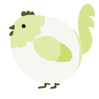 A white and lemon chicken with a head pattern
