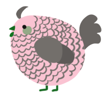 A rose and grey chicken with a lace pattern