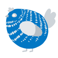 A sapphire and mist chicken with a bar pattern