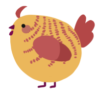 A honey and red chicken with a half-bar pattern
