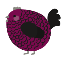 A wine and sable chicken with a lace pattern