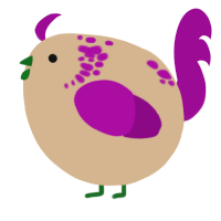 A beige and plum chicken with a neck-speckle pattern